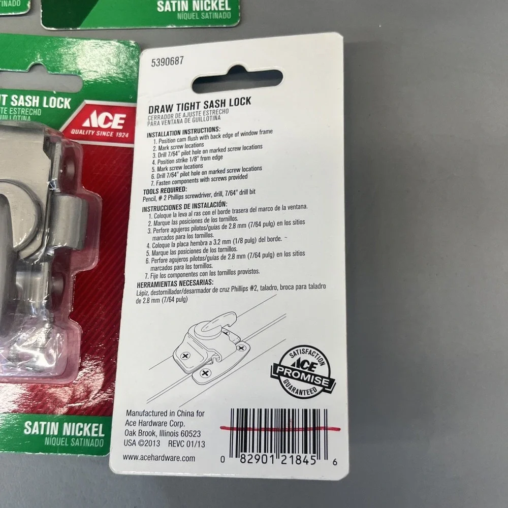 ACE Draw Tight Window Sash Lock Satin Nickel 5390687 5 Packs New
